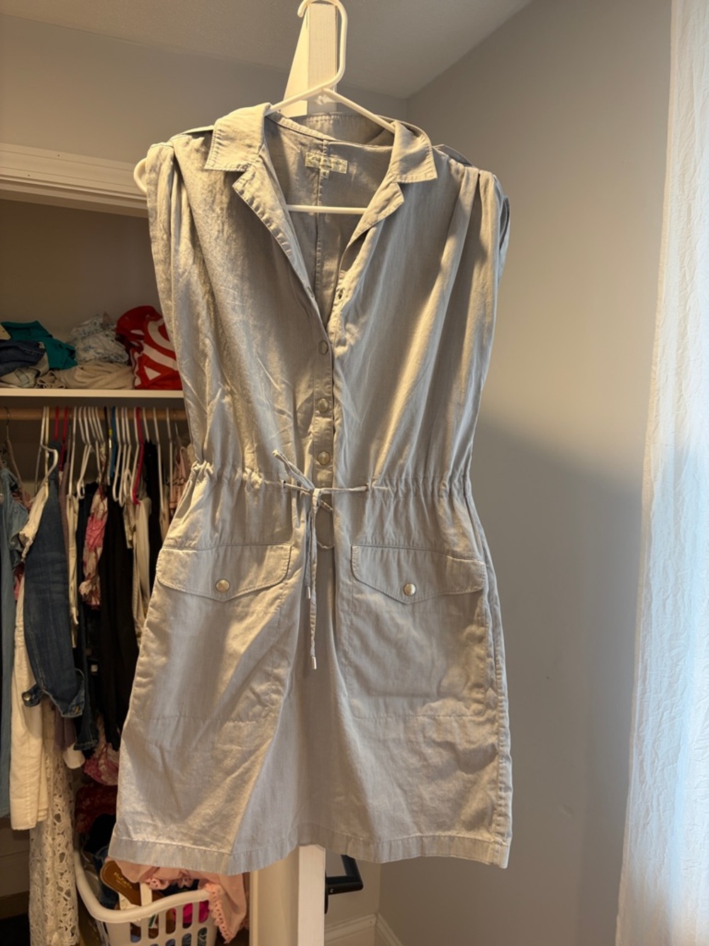 rag & bone light gray sleeveless utility shirt dress